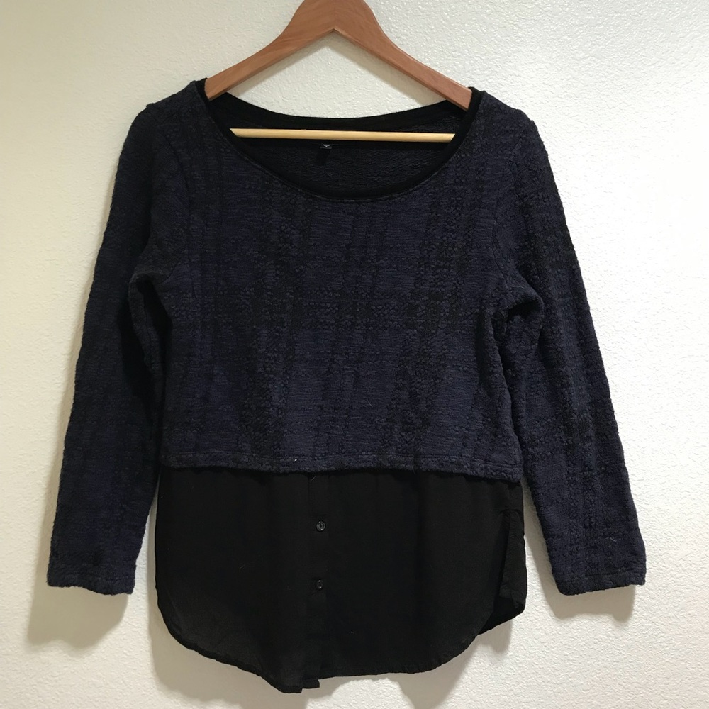 Sanctuary navy and black layered sweater